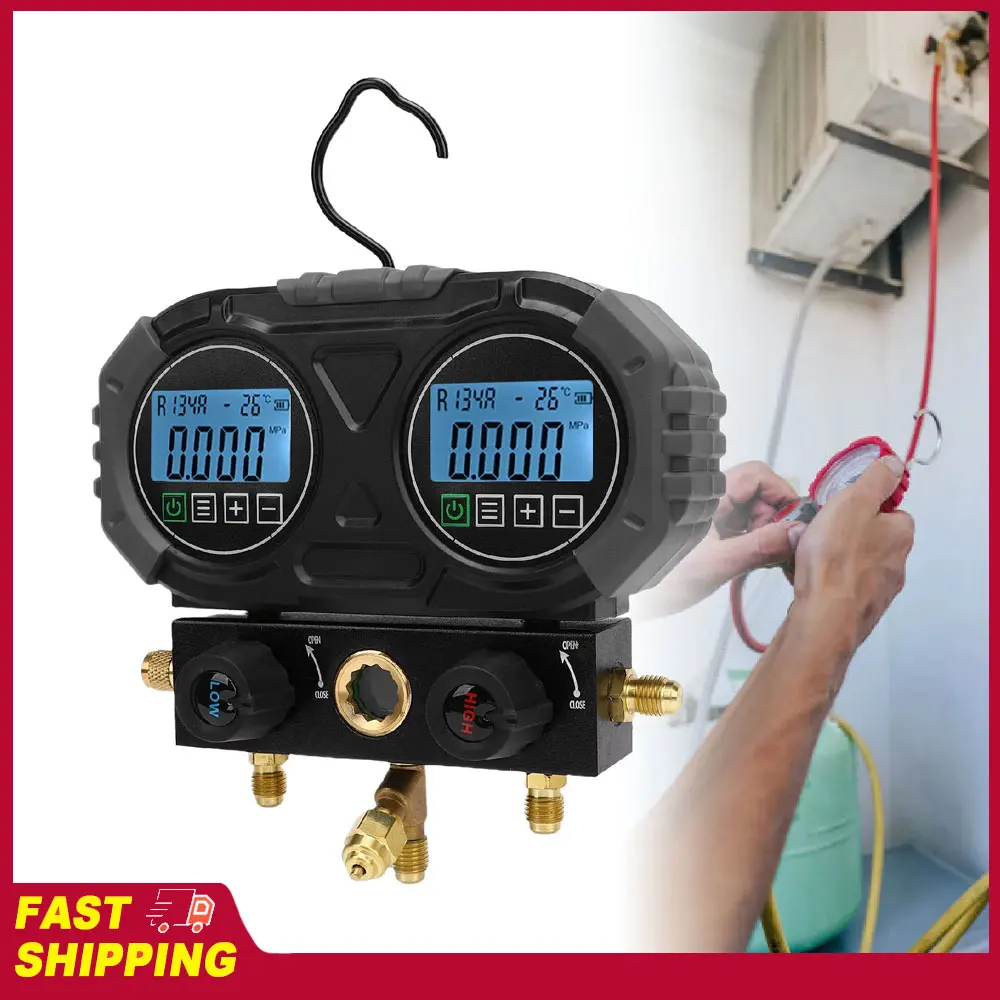 Manômetro Digital de Pressão 0-6000 Kpa, Manômetro Digital Eletrônico para Teste de Pressão de Recarga de Refrigerantes HVAC