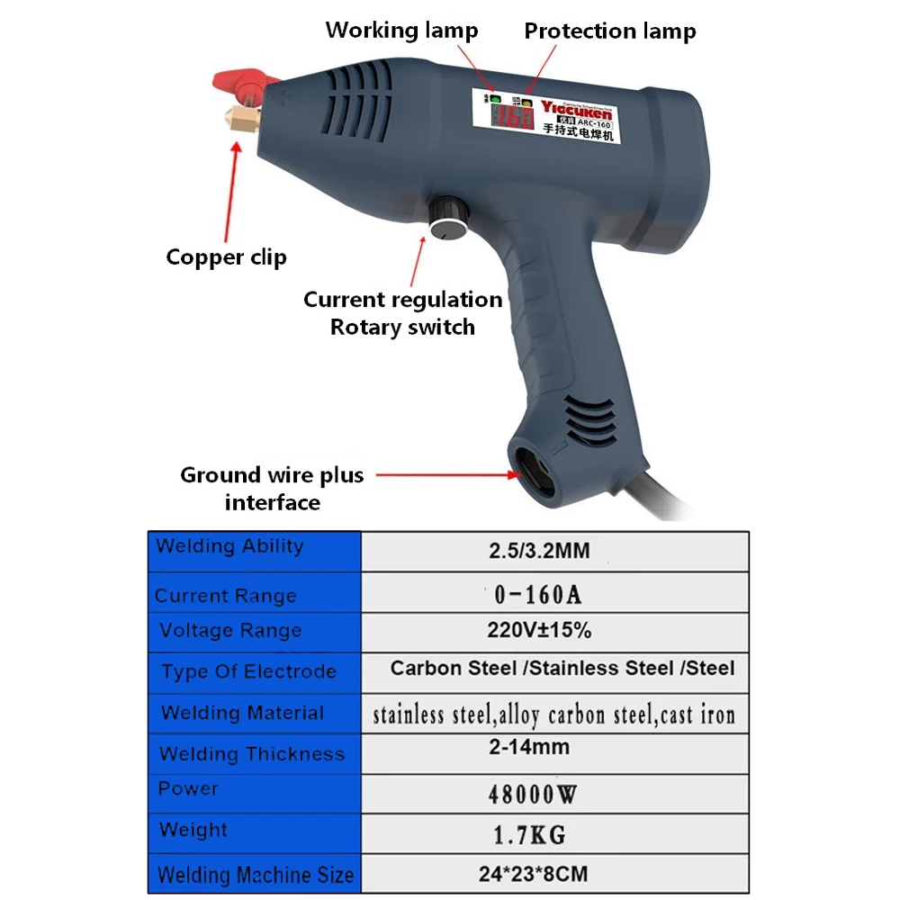 Arc Welding Machine 2 In 1 220V 0-160A 4800W Portable AC Handheld Welding Machine Mini DC Electric Inverter MMA Spot Welder