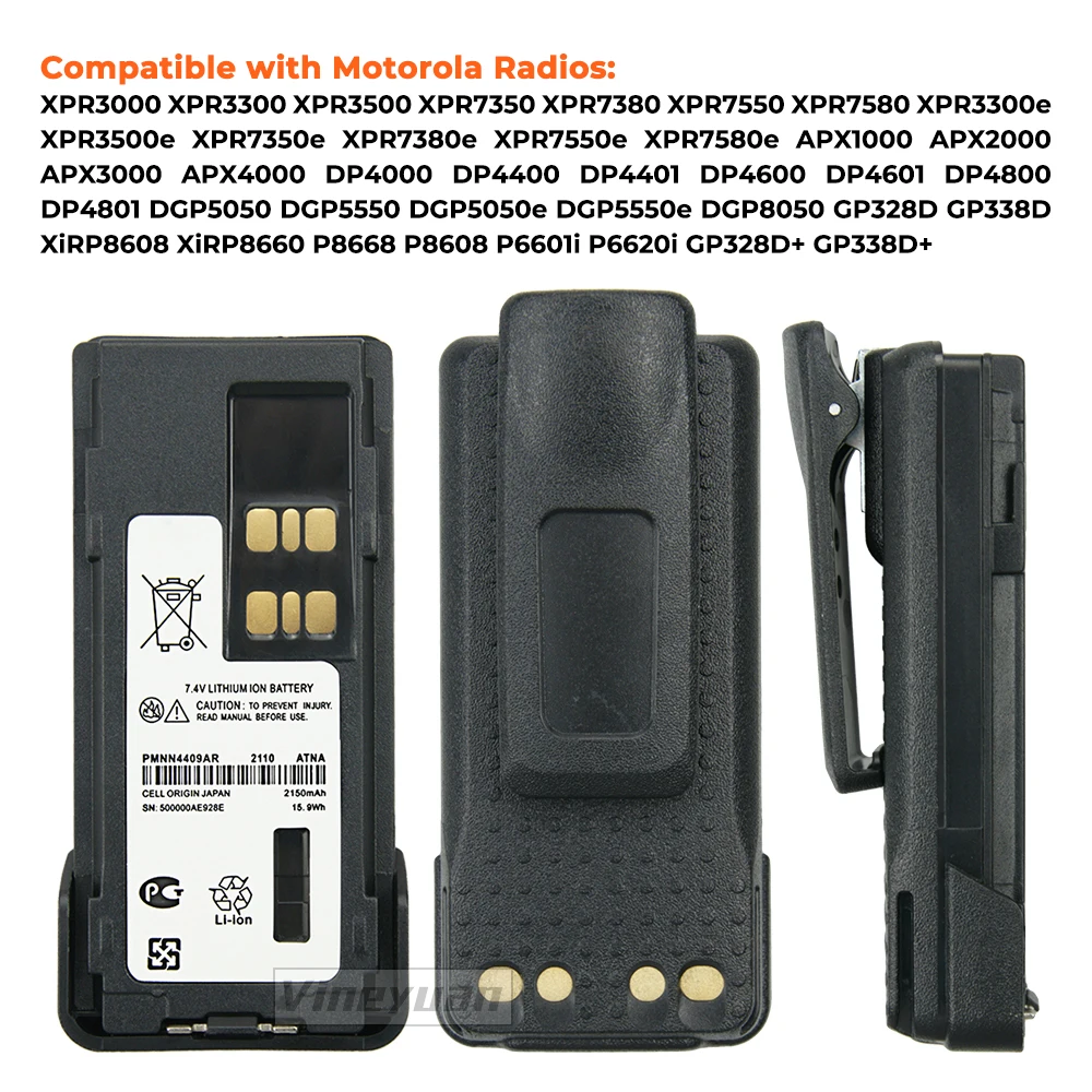 PMNN4409AR Battery for Motorola XPR3300 XPR3500 XPR7350 XPR7380 XPR7550 GP338D DP2400E DP4000 XiR P8668 APX 2000 Two Way Radios