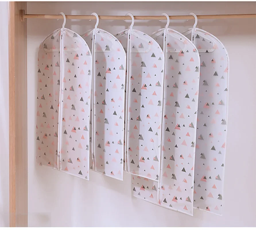 Transparent EVA Printed Dust Cover Clothes Hanging Bags Home Suit Coat Dust Cover Storage Wardrobe Organizer 1pcs/lot