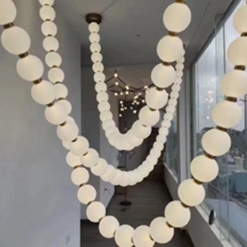 2026 Designer Single Layer Marble Pendant Lamp Ring Chain Chandelier Dimmable Ceiling Luster Adjustable Height