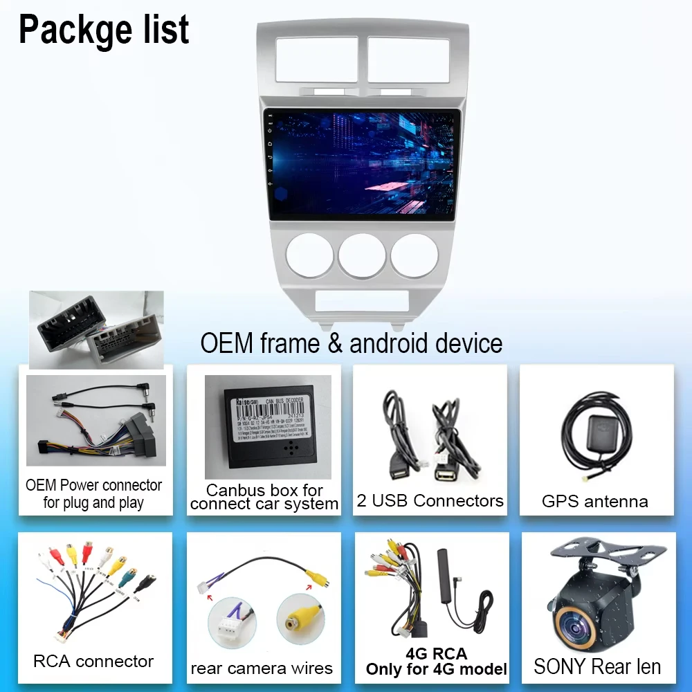 AUTO CPU Android 15 For Dodge Caliber 2007 - 2010 Autoradio GPS Navigation 5G wifi BT Car Multimedia Player Carplay No 2din DVD