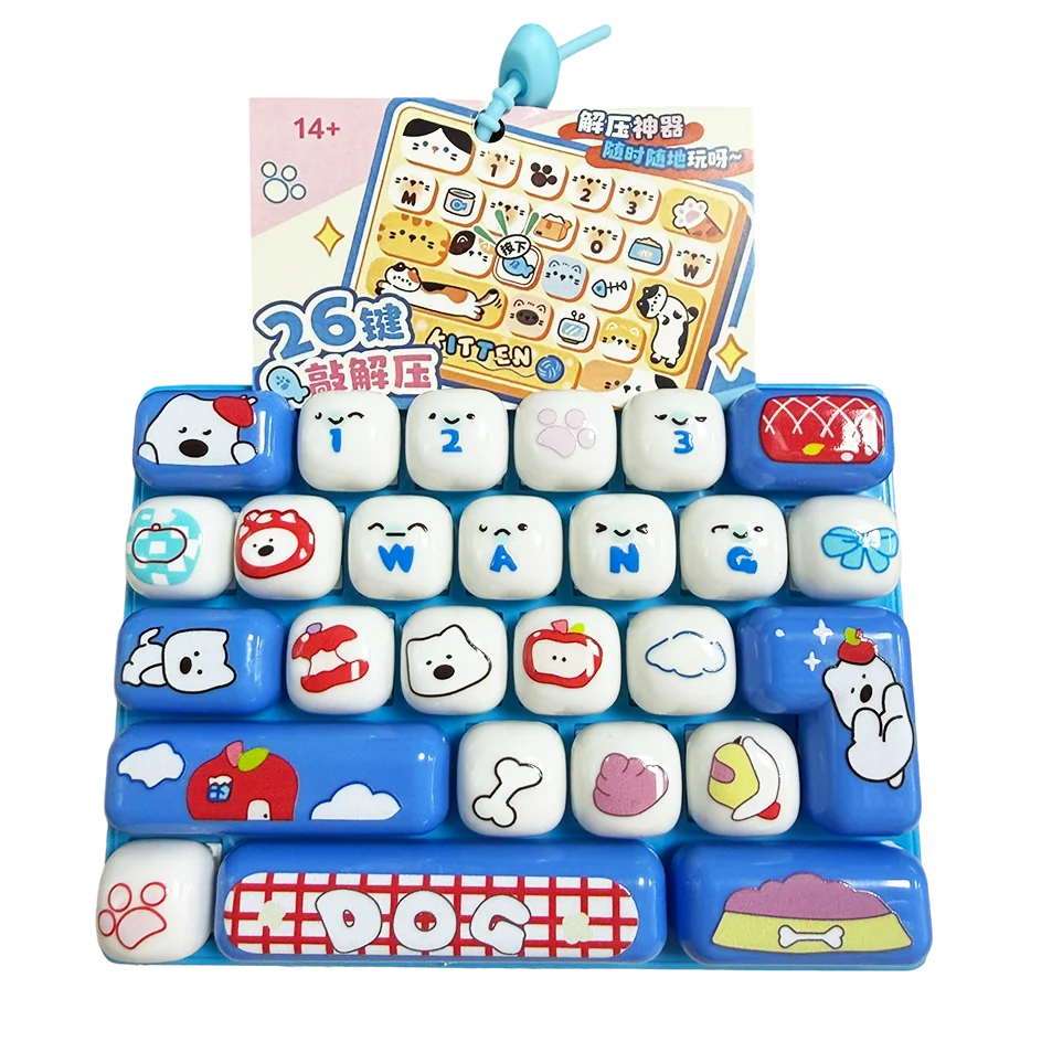 Best seller 26Grid Keycap Clicker Anti Stress Fidget Keyboard Keychain Decompression Button Cartoon Hand Relax Party Favor Gift