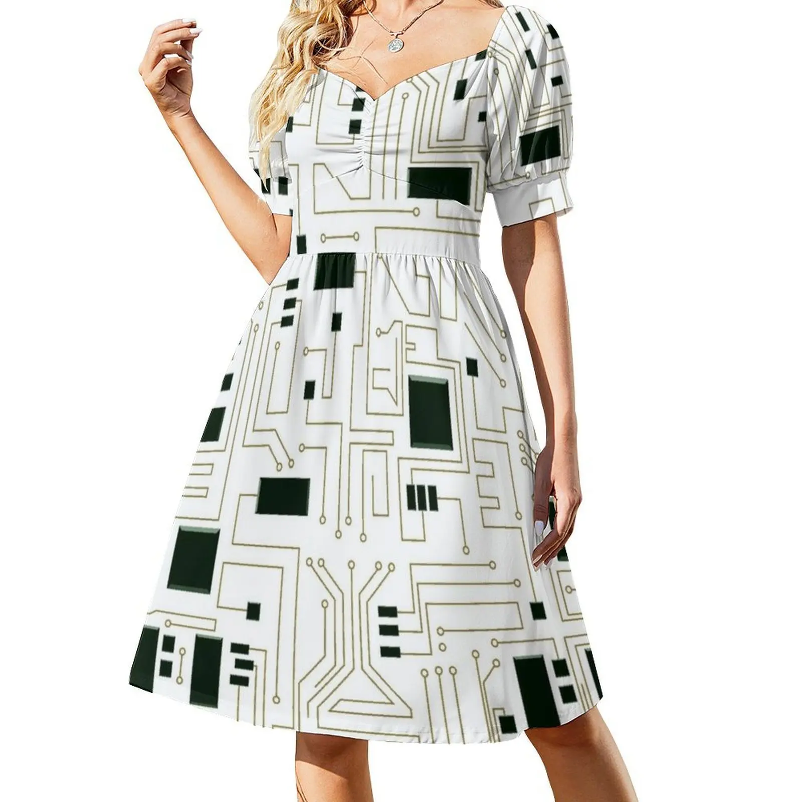 فستان مركب لدائرة الإلكترونيات Pcb Board وIcs على الطراز الكوري للنساء فستان كاجوال أنيق للحفلات أو الارتداء اليومي Ai #2