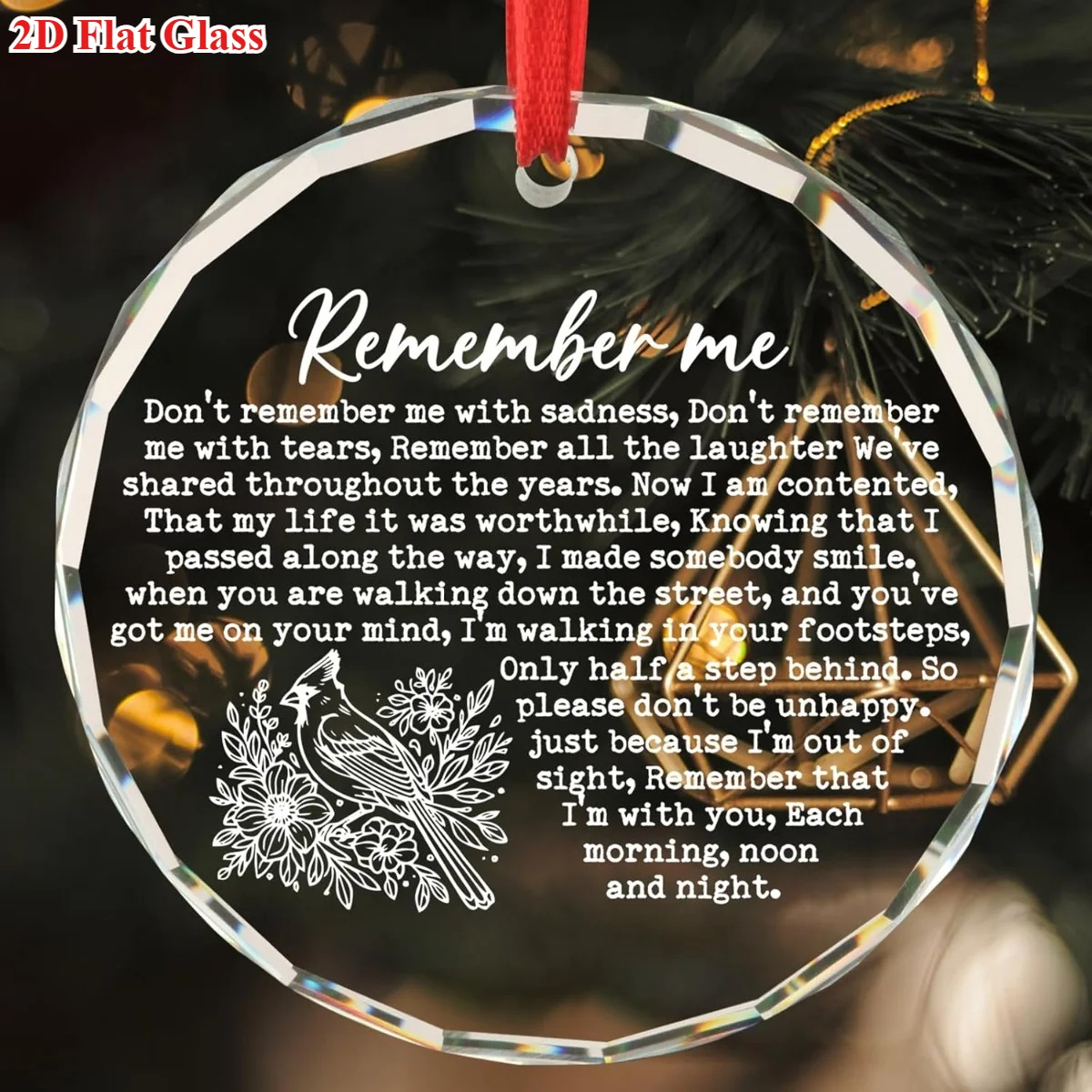 2D Flat Commemorative Pendant - Cardinal and Ribbon Commemorative Pendant - Glass Commemorative Poetry Round Pendant