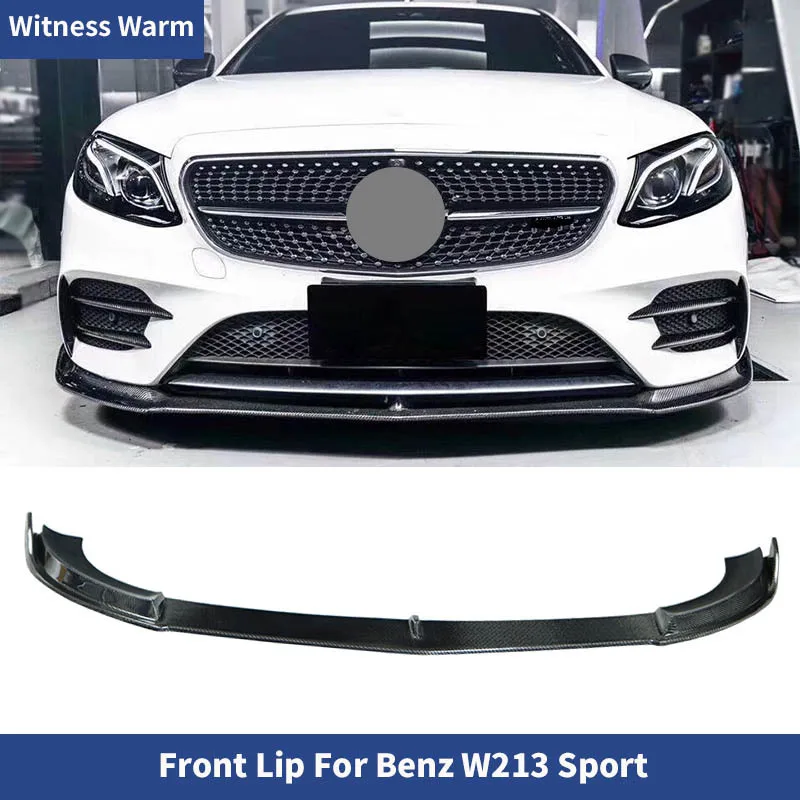 W213 Carbon Fiber Front Lip Chin Spoiler for Benz W213 E-class 4 Door E200 E260 E300 Sport Bumper 2016 2017 2018 2019