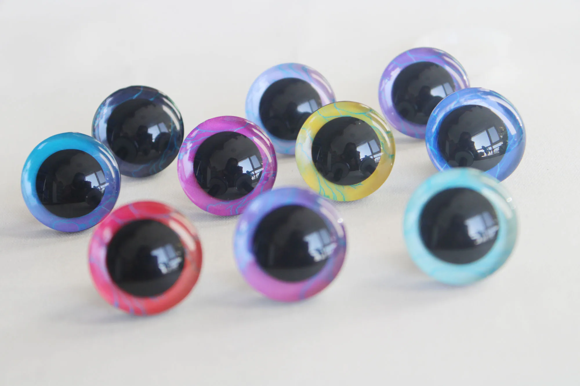 NEW Customiz 20pcs  9 12 14 16 18 20 25 30 35mm New 3D Colorful  Toy  Eyes + Back Washer for  Diy Plush Doll--S10--COLOR OPTION