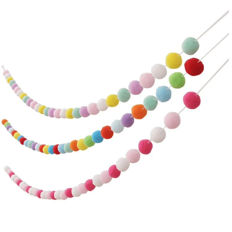 2.5 metr kolorowy pompon wisiorek Garland Ins styl skandynawski kula filcowa wełniana sznurek DIY Handmade przedszkole dekoracja do pokoju dziecięcego
