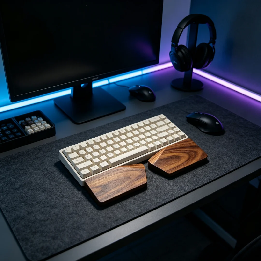Wspider Walnut Wood Split Palm Rest, Ergonomic 2-Piece Wrist Support for Alice Keyboard