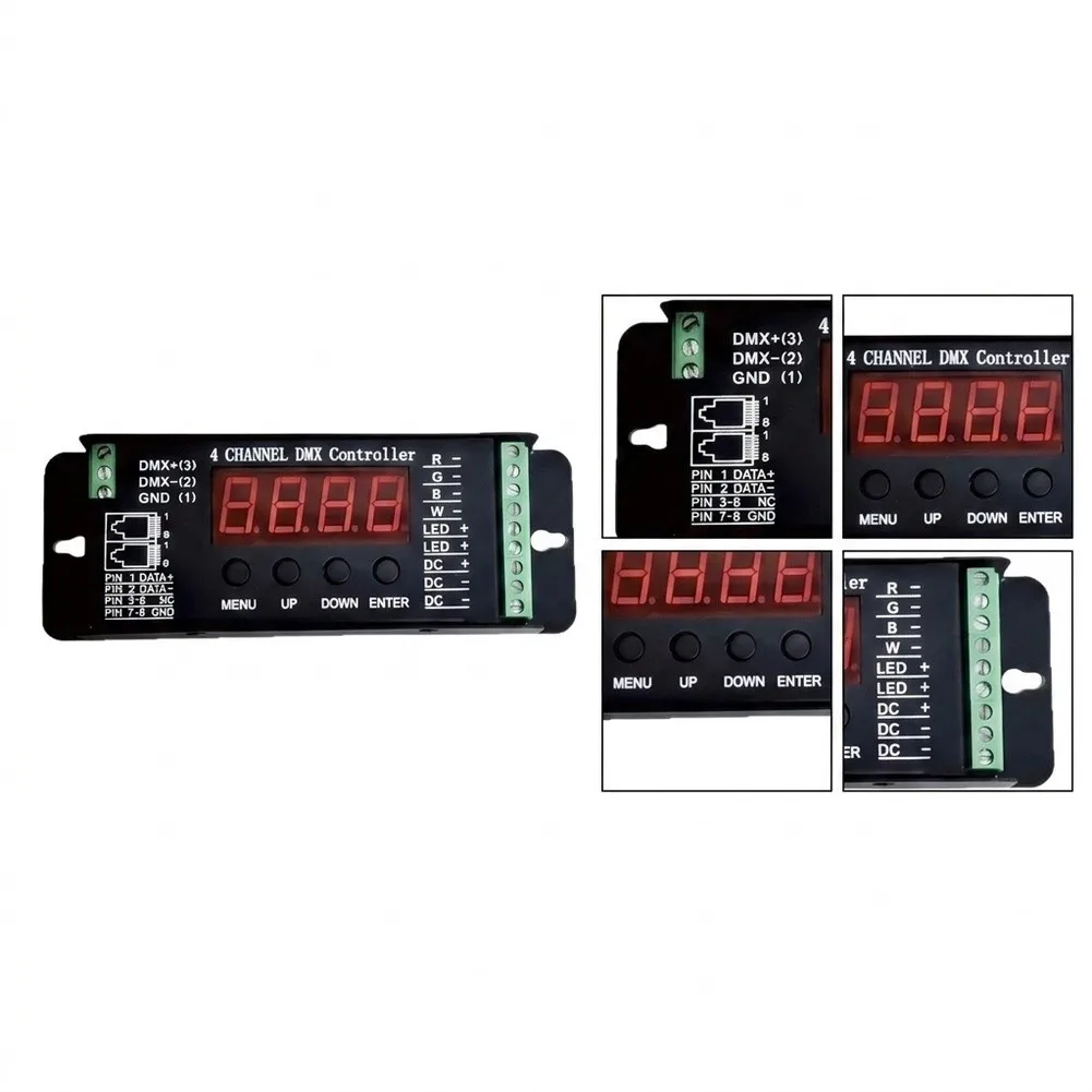 For DMX512 Decoder 4 Channel 5A Constant Voltage LED Strip Controller With For RJ45 Interface For Stage For Lighting Dimmer For