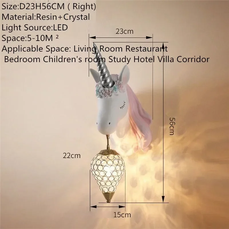 ELARA contemporain licorne applique créative salon chambre étude Villa hôtel chambre d'enfants allée LED décoration lumière