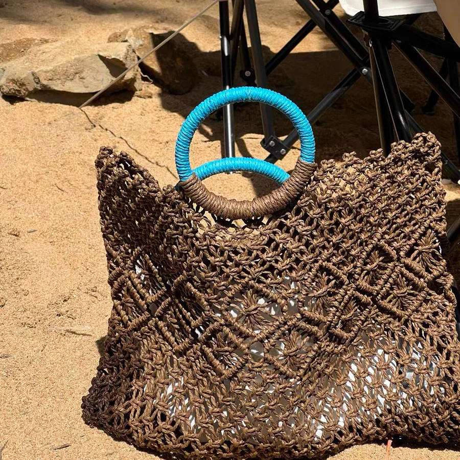 

Seaside Hollow Out Handbag Bags for Women Beach Vacation Vintage Woven Bag 2025 Summer Bag