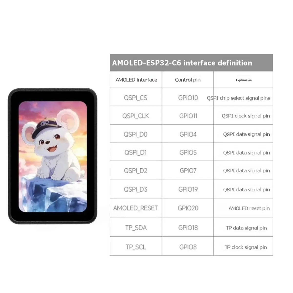 OKgood ESP32-C6 1.64 Inch LCD 280x456 Touch AMOLED Display WiFi Bluetooth Wireless Development Board Unsoldered Pin Headers