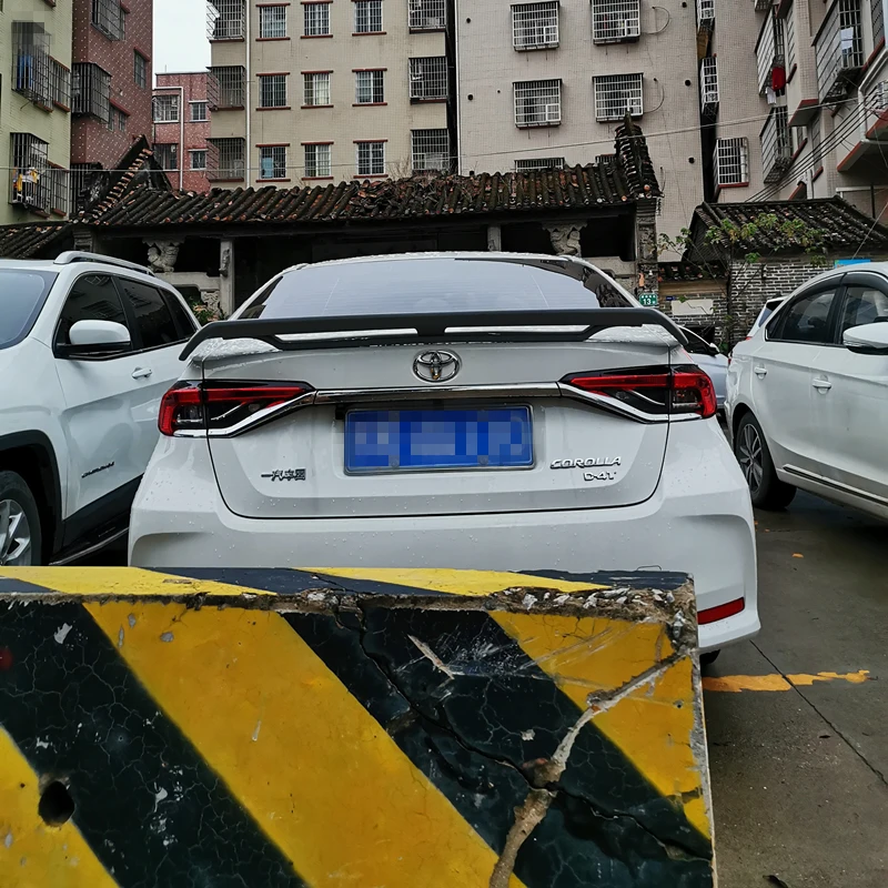 

Sport Style For Toyota Corolla Spoiler 2019 - 2023 ABS Material Carbon Fiber Look Car Rear Trunk Wing Accessories Body Kit