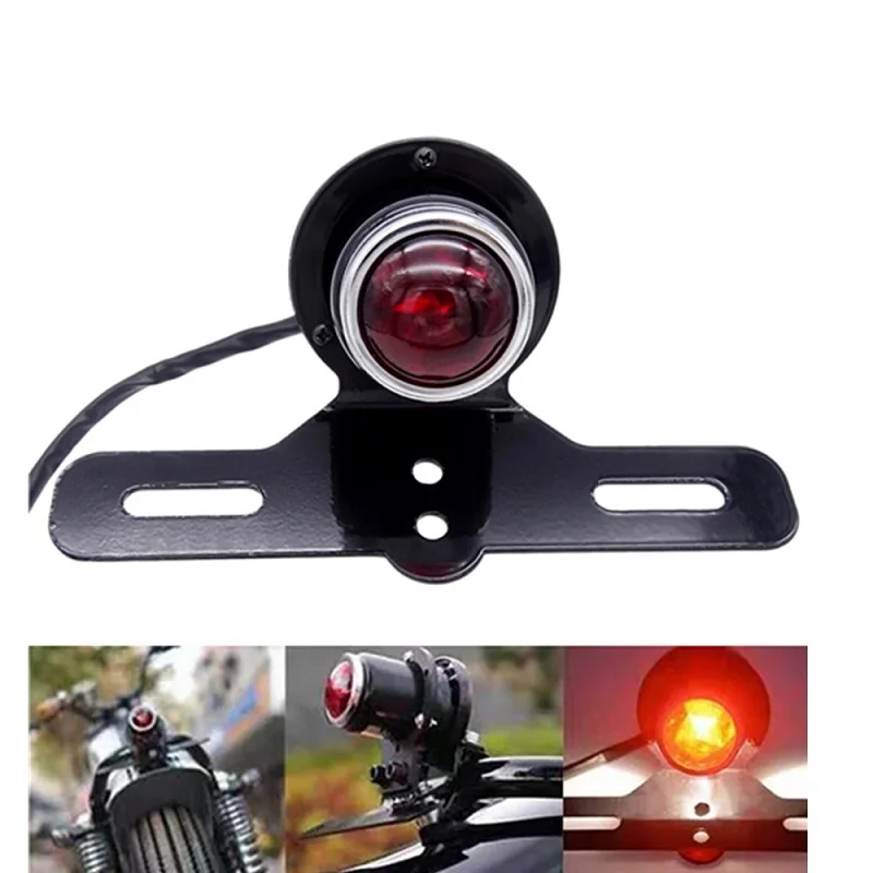 

12V Motorcycle Brake Tail Light with License Plate Bracket for Harley Bobber Chopper Cafe Racer CB