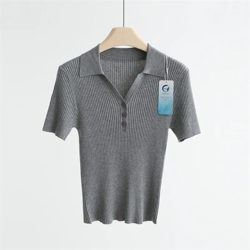 

Ele Ne ort Sve Вязаный топ из тонкого шелка Slim Fit Повседневная мягкая изысканная женская летняя одежда для поездок на работу Faion