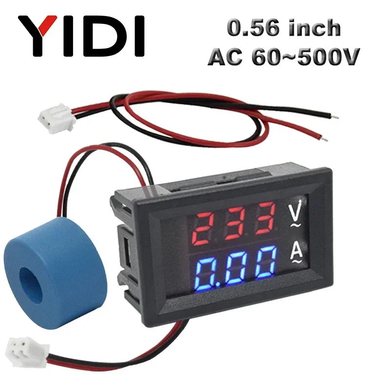 0.56 ''cyfrowy woltomierz LCD amperomierz AC 60-500V 10A 50A 220V miernik napięcia prądu Tester detektor prądu transformator