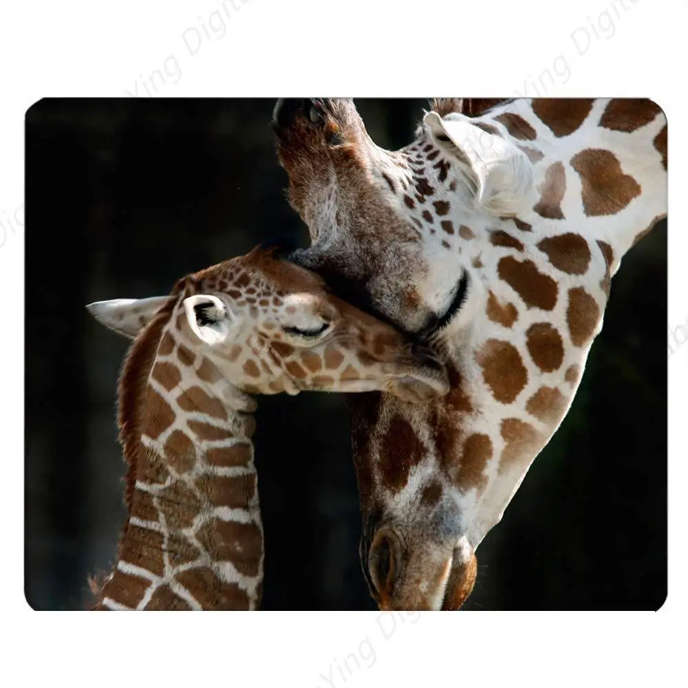 Game Mouse Pad With Love Giraffe Mom And Giraffe Baby Pattern Computer Desk Laptop Office Mouse Pad Non Slip Rubber 18*22cm