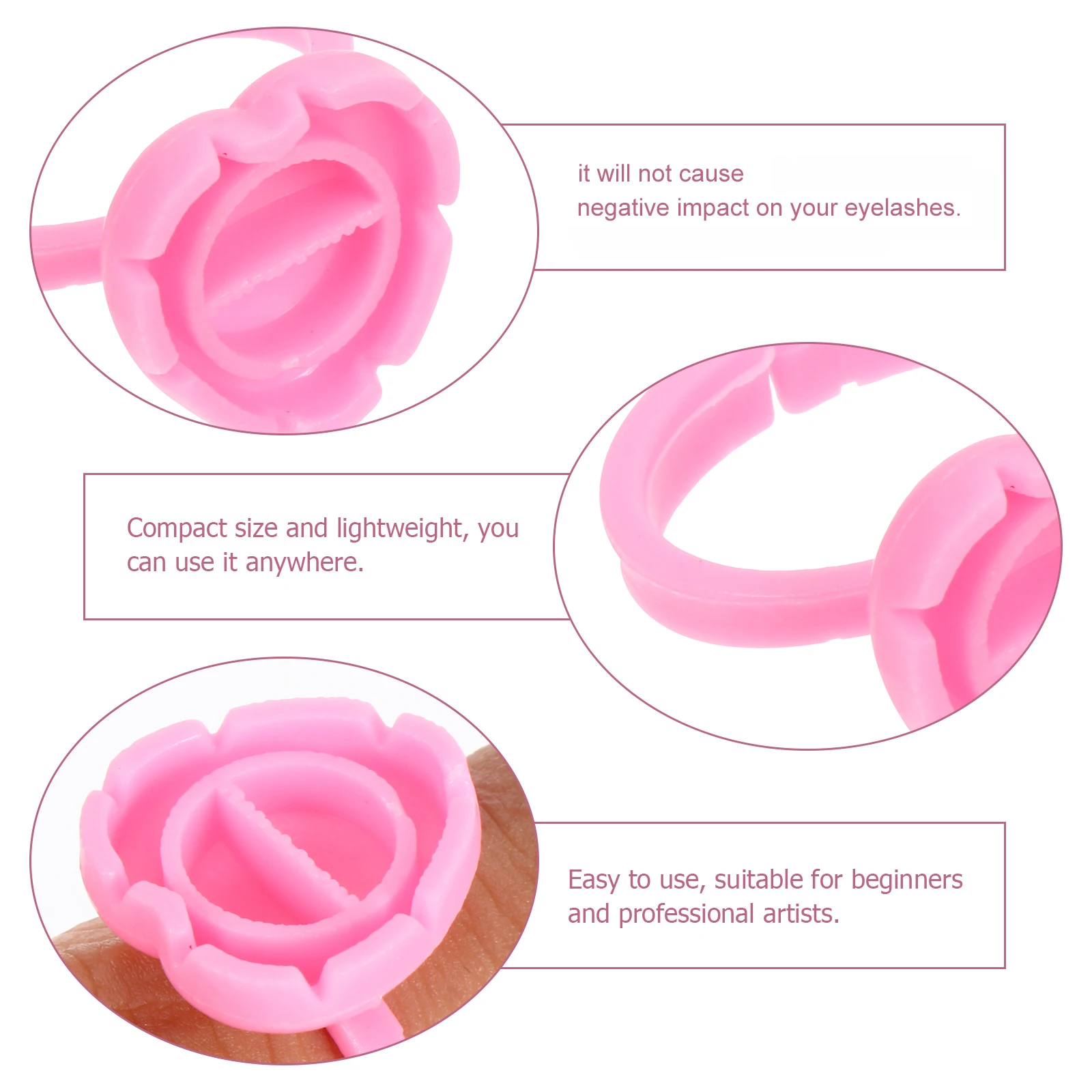 

100pcs Eyelash Glue Cup Extension Ring Beauty Salon Supplies Pink Pigment Holder Lightweight Compact Size Safe Hygienic Tool