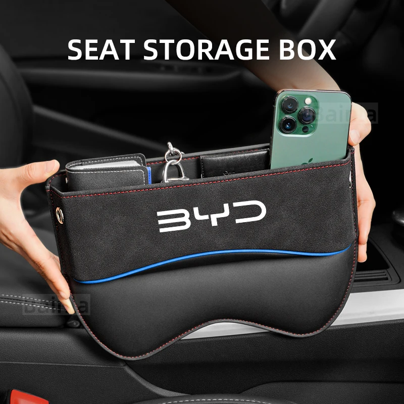 Customize car front seat gap filler organizer Storage Box suede, For BYD SHARK Han EV Seagull Dolphin DM-i Song Pro Max SEAL