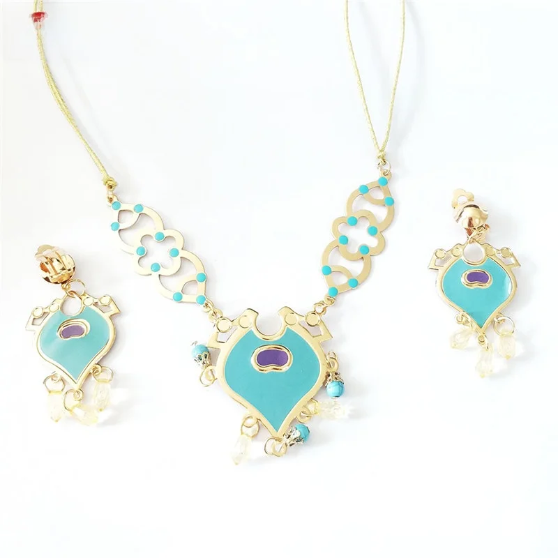 

Лампа Аладдина Принц Жасмин сценическое представление аксессуары Хэллоуин принц костюм комплект ювелирных изделий серьги ожерелье