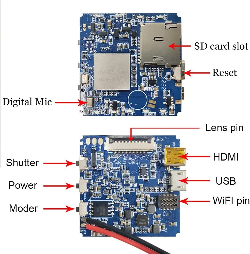 4K Wifi Camera 60FPS X9 PCB with 150° 25CM Lens Motion Detection Digital Zoom Module Small DIY Home Security Cameras