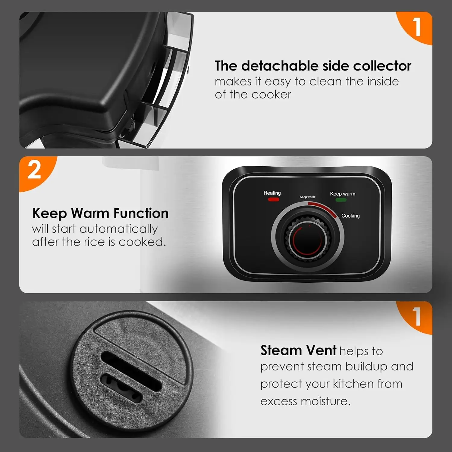 หม้อหุงข้าวหม้อหุงใหญ่ 50Cup(สุก)/25Cup (ดิบ), 1850W 13Lหม้อหุงข้าวสําหรับร้านอาหารโรงอาหารPartyข้าวเชิงพาณิชย์