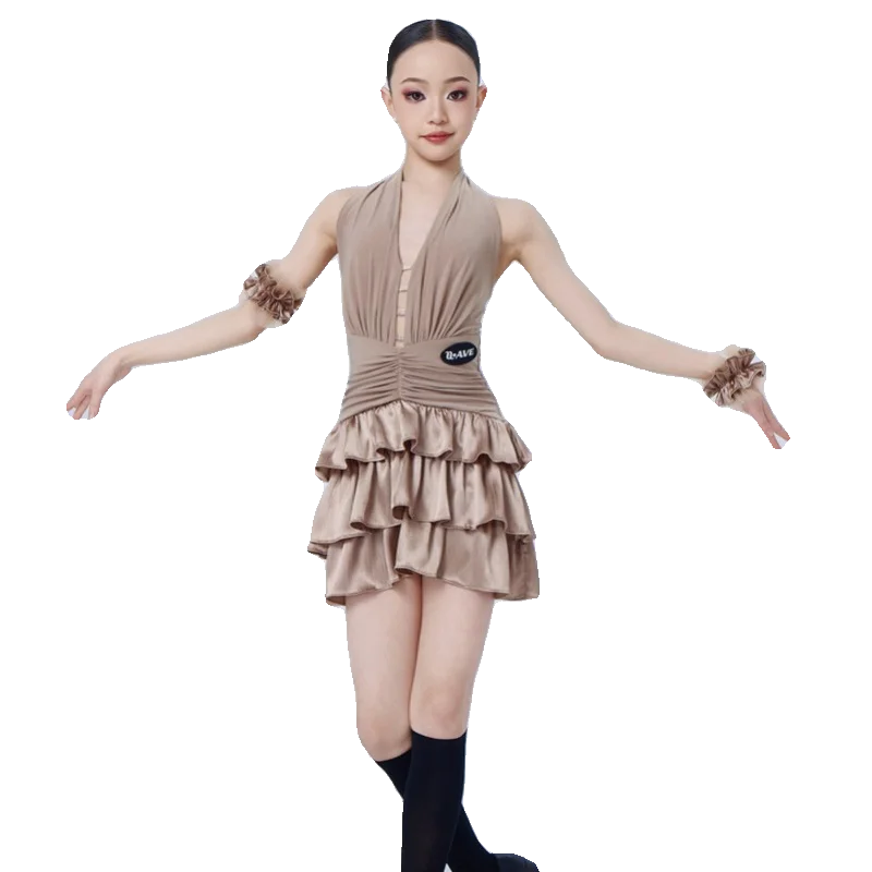 UK Latin Dance Leotard Premium Practice Dress for School Girls & Kids, High-End Training Wear ballroom dance costumes