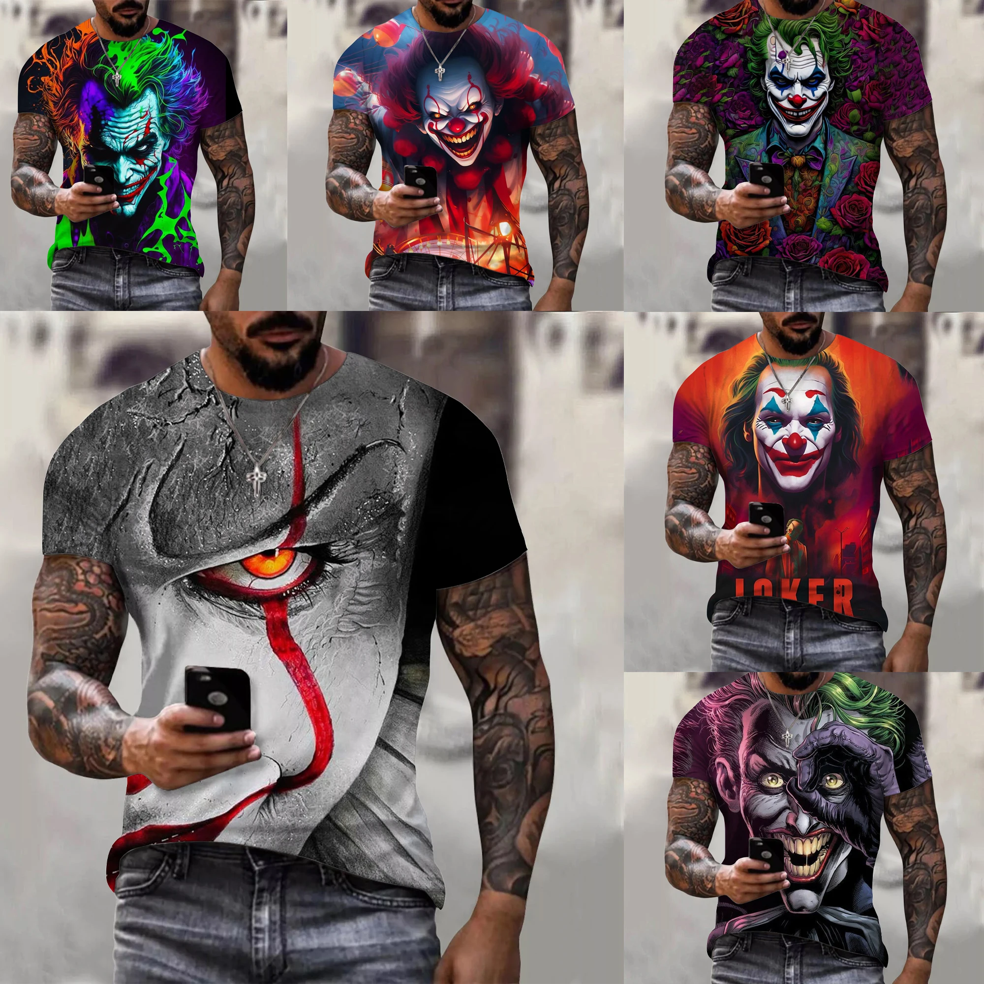 

graphic Funny t shirt joker Daily Designer Outdoor Men's 3D Print Party Casual Holiday Black White Blue Short Sleeve Crew Neck