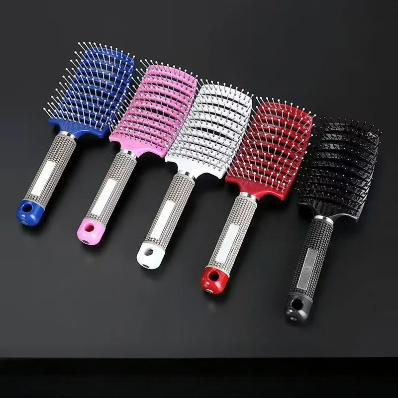 Arc-shaped Large Curved Rib Comb for Fluffy Roots, Smooth Hair Styling, Unisex Portable Curling and Massage Brush
