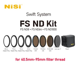 NiSi Swift System FS ND kits, FS ND8+FS ND64+ND1000 3.0+GND0.9+Lens Cap Pouch with 40.5-95mm Adapter Ring For Camera Lens