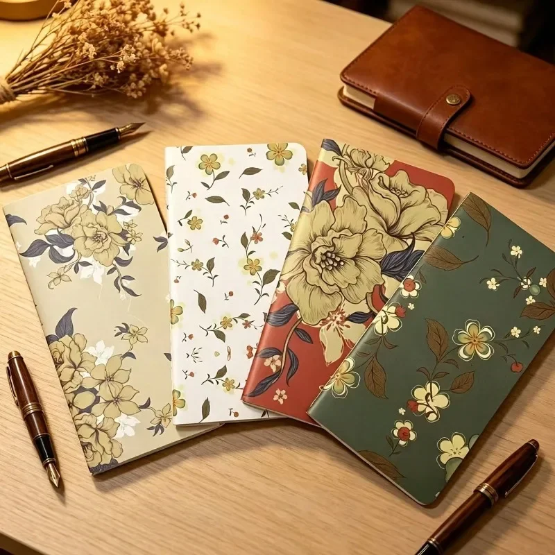 Flower Notebook 2pcs Retro Bohemian Journal Art Print Cover Thick Kraft Paper Portable Notepad Students Office Accessories