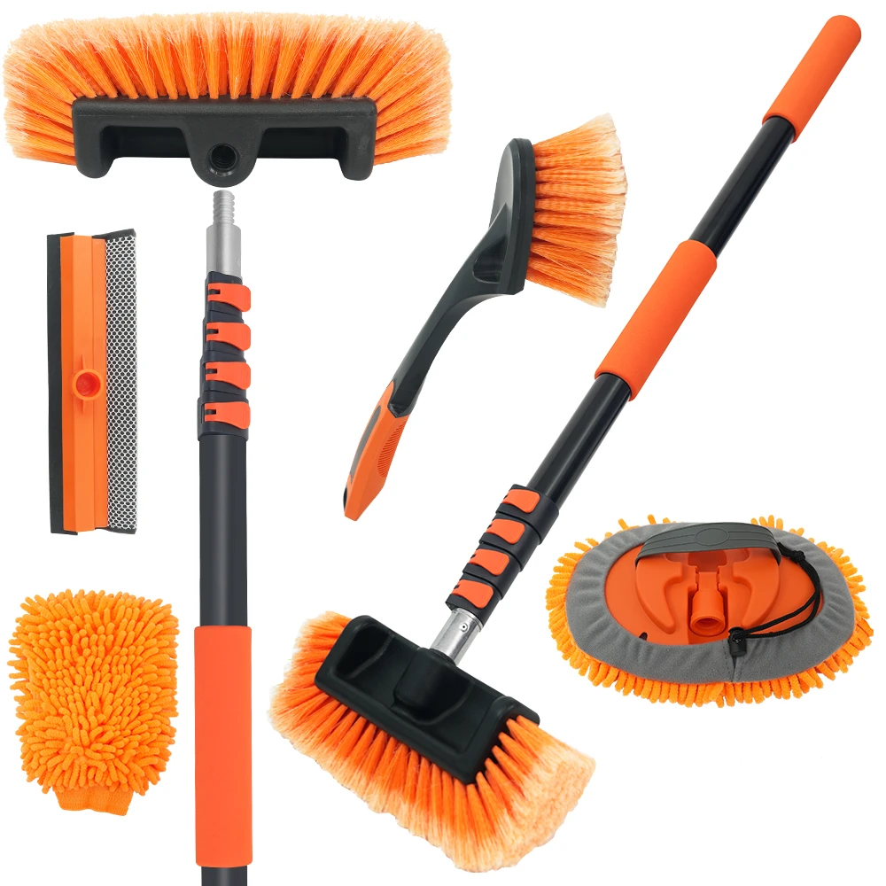 6-in-1-car-wash-cleaning-kit-telescopic-pole-window-cleaner-12ft-with-squeegee-duster-tire-brush-wash-mitt