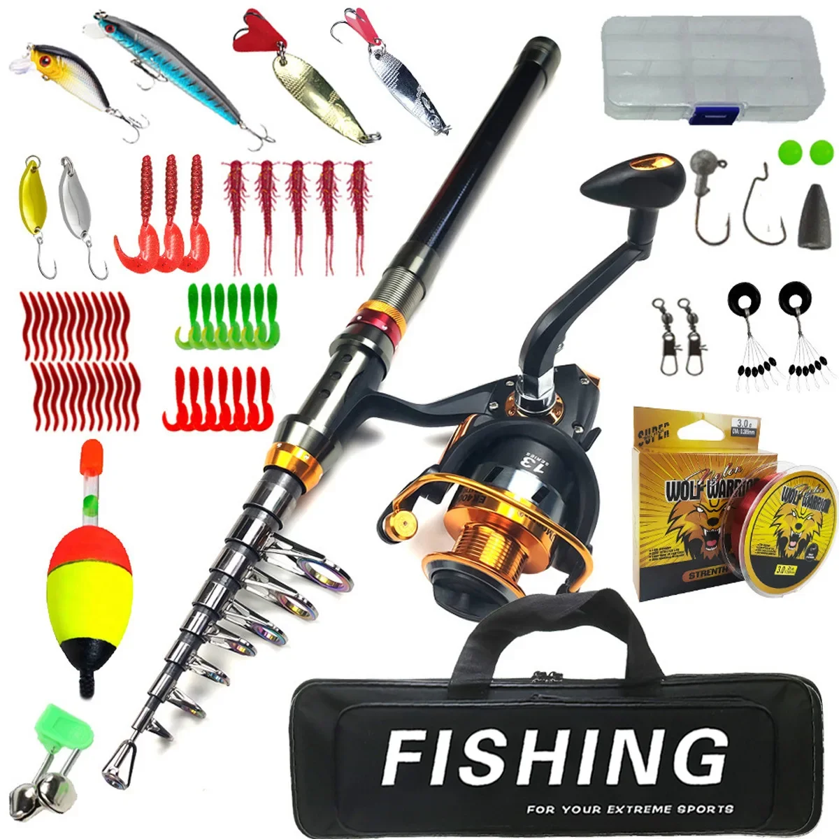 Fishing Gear Combination Sea Fishing Rod Set Long Throw Lure Rod Reel Bait Box Complete Set  Accessories