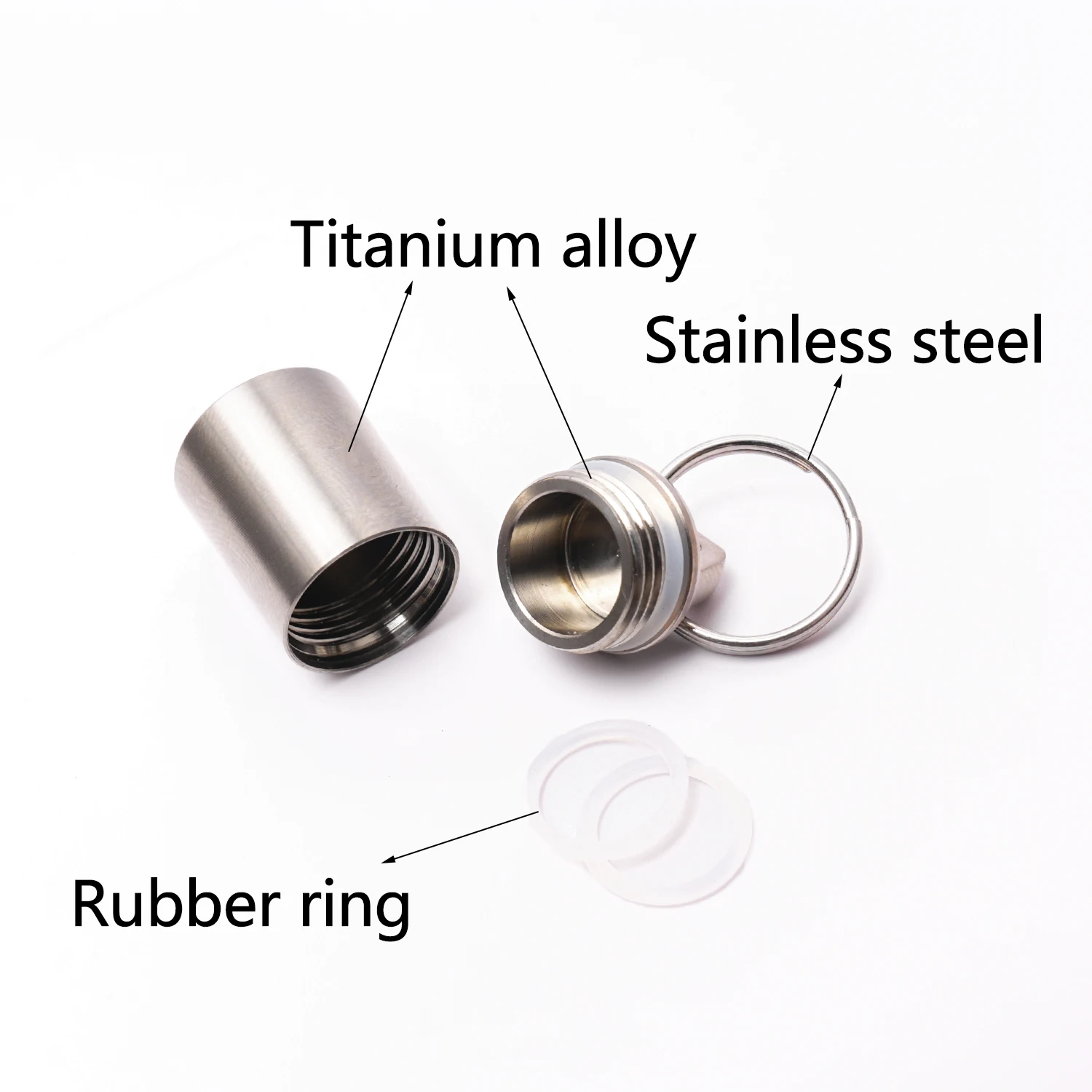 Titanium Alloy Sealed Bottle Mini Keychain Pendant Outdoor EDC Small Hand Tools With Stainless Steel Keyring
