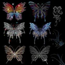 3D Glitter Rhinestone Butterfly Patches Iron-on Transfers for Clothing Patch Butterflies Accessories Dress Applique Stickers