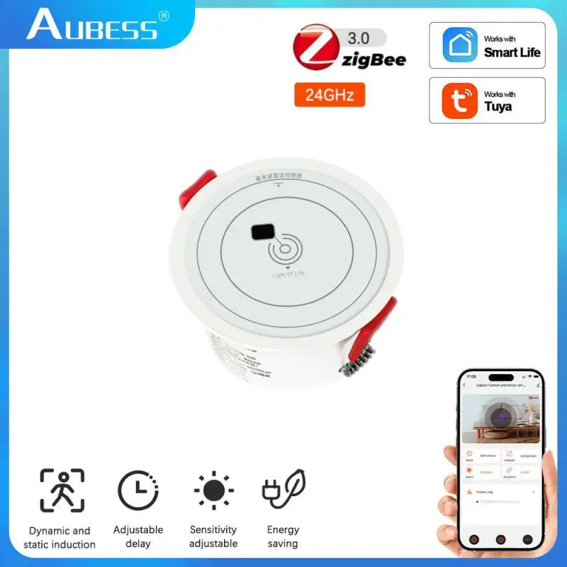 

Aubess Zigbee Human Presence Detector Tuya WiFi Smart Human Body PIR Sensor 24/5.8G Radar Detector Microwave Motion Sensors