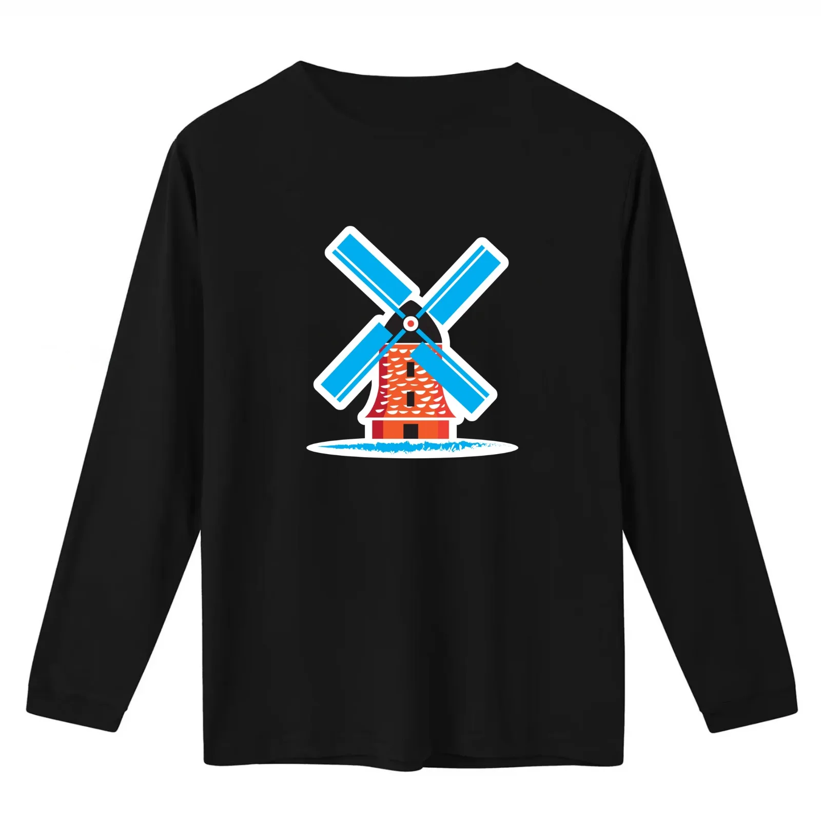 Dutch Windmill T-Shirt Summer Casual Cotton Tee Oversized Streetwear Tops Vintage Graphic Print Loose Fit Short Sleeve