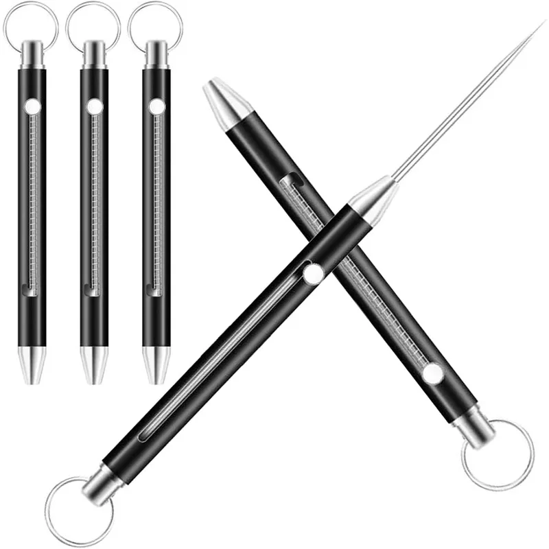 Keychain Telescopic Toothpick, Titanium Stainless Steel Pocket Toothpick with Protective Case Holder Integrated Design
