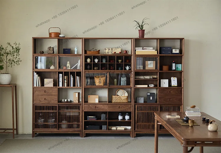 

Новая китайская чайная полка-витрина из черного ореха и вишневого дерева, шкаф для хранения