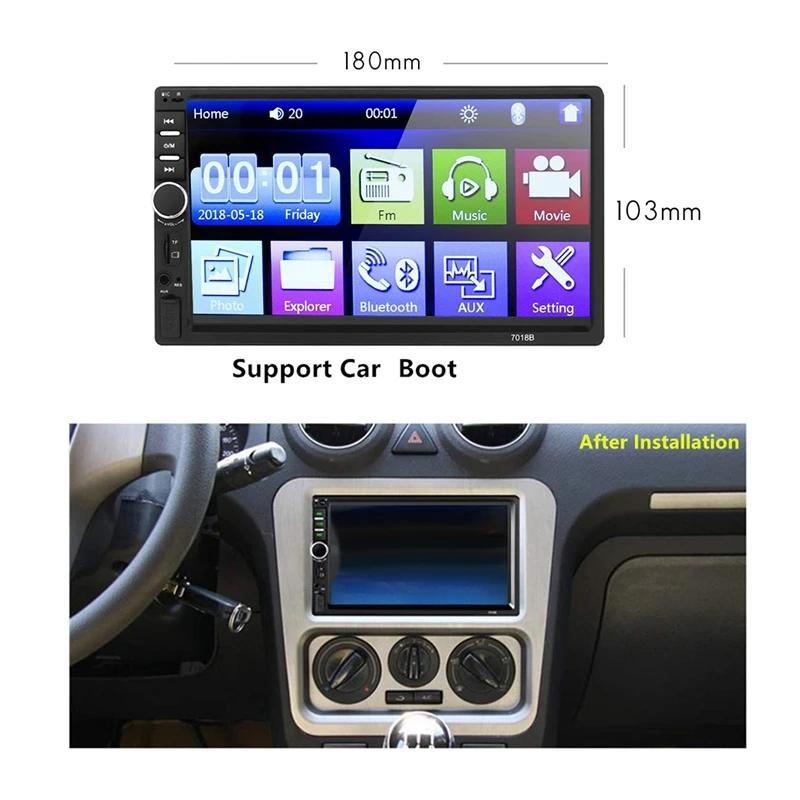 Double Din Car Stereo With Bluetooth 7 Inch Touch Screen Car Radio - Car Audio Receivers MP5 Media Player USB AUX SD