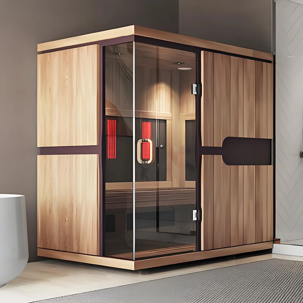 High Efficiency Infrared Sauna Room Indoor Full Spectrum Technology 2 Person Capacity With Red Light