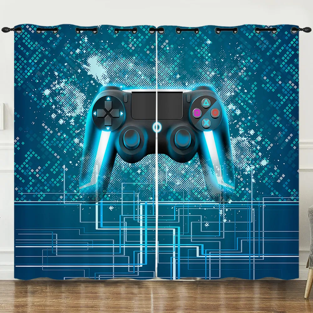 

3D Pattern Video/TV Game Player Printing Living Room Game Handle Thick Blackout Curtains For Kids Room Decoration Drapes 2Pcs