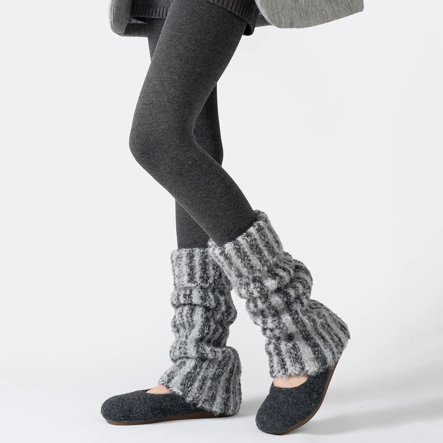 Retro Striped Fashion Leg Warmer Autumn and Winter Thicken Warm Leg Warmers Foot Cover Contrasting Vertical Pattern Leg Cover