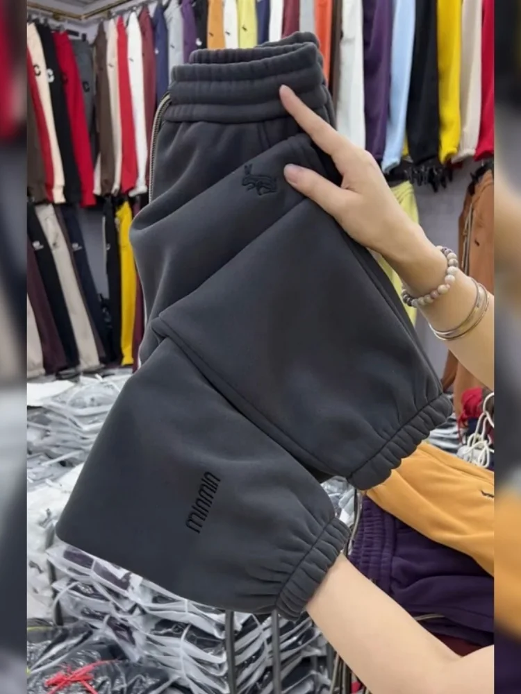 Thiened Fce Winter Sport Hosen frauen Lose Gestickte Harlan Hosen Abnehmen Casual Warme Hosen Koreanische Sle