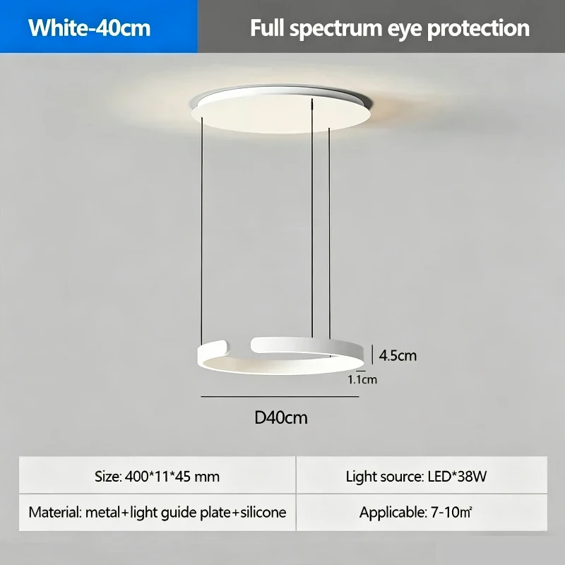 SANDYHA Moderne ringhanglamp Afstandsbediening Dimbaar Warm wit Oogbescherming Led-kroonluchter Keukeneiland Eetkamer