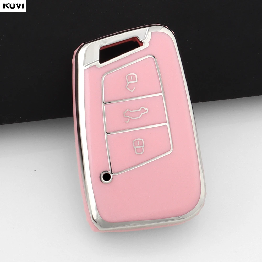 حافظة مفاتيح ذكية عن بعد للسيارة من مادة البولي يوريثان غطاء لسيارة VW Volkswagen Magotan Passat B8 Skoda Superb Kodiaq A7 ملحقات فوب