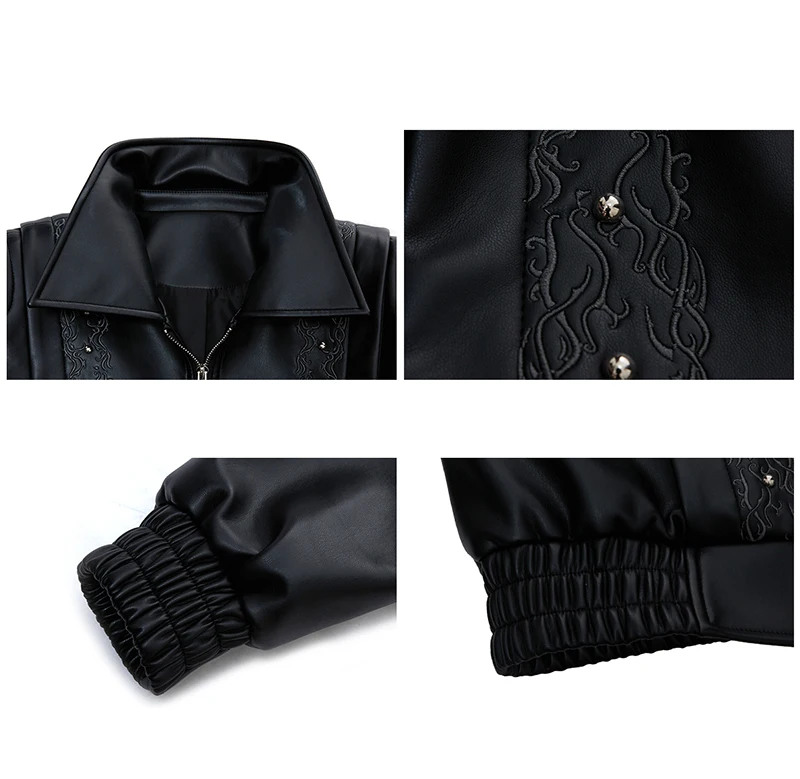 LUZHEN Fashion Personalized Pattern Embroidery Multi Layer Design Leather Jacket Men 2025 Autumn Street Motorcycles Coat JY3676