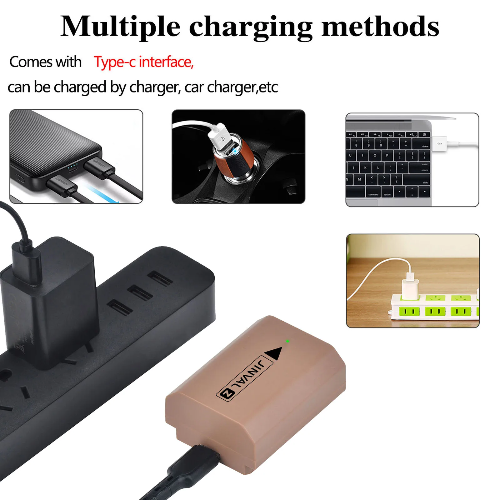 JINVAL NP-FZ100 Battery USB-C Input 2600mAh NPFZ100 Batteries For Sony A7IV A7C A7CII A7CR A7S3 FX3 A6700 A6600 Camera view 4
