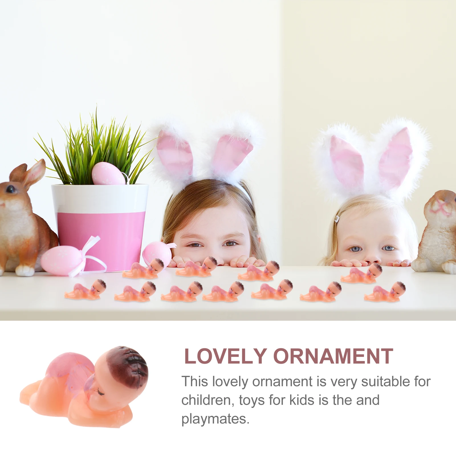 

20pcs Sleeping Baby Plastic Ornament Home Party Decoration Desktop Kids Micro Landscape Props Bedroom Sitting Room Pink